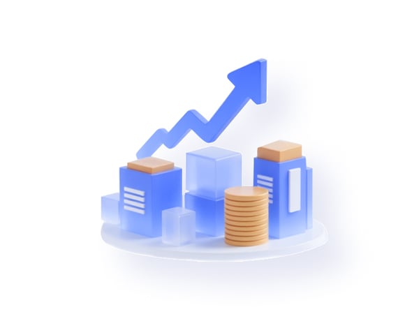 Upward arrow above assets
