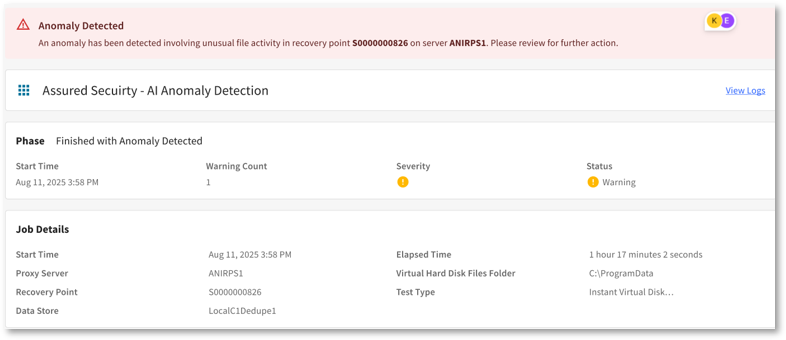 arcserve-cloud-console-anomaly-detected-screenshot