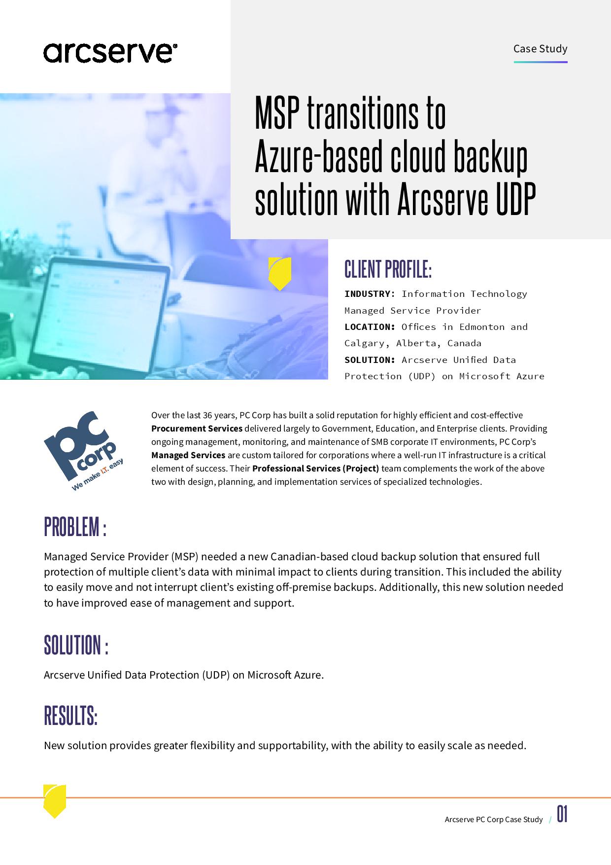 Msp Transitions To Azure Based Cloud Backup Solution With Arcserve Udp 
